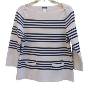 J Crew striped boatneck knit top sweater sz M